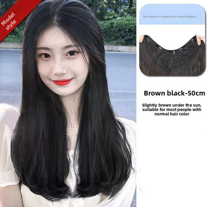 Women's V-Shaped Long Curly Invisible Hair Extension Patch