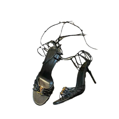 Strapless low-heeled women's shoes with hollowed-out design - Price Value Store