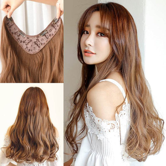 Long Curly/Straight Wig Hair Extension Piece, Natural Look, Adjustable Mesh Cap - Price Value Store