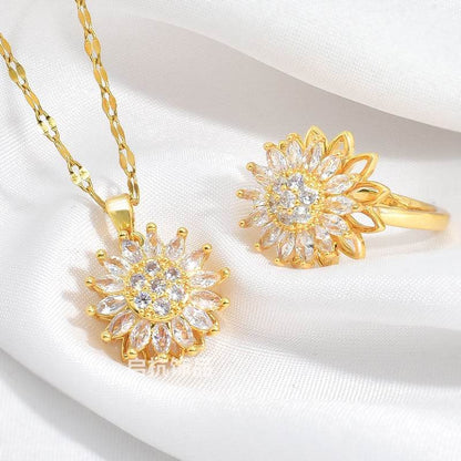 Light luxury rotatable sunflower necklace - Price Value Store