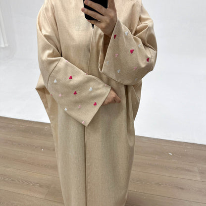 Elegant Embroidered Cardigan Robe with Heart Design - Price Value Store