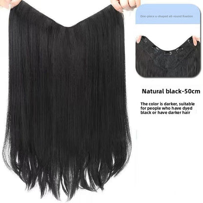 Women's V-Shaped Long Curly Invisible Hair Extension Patch