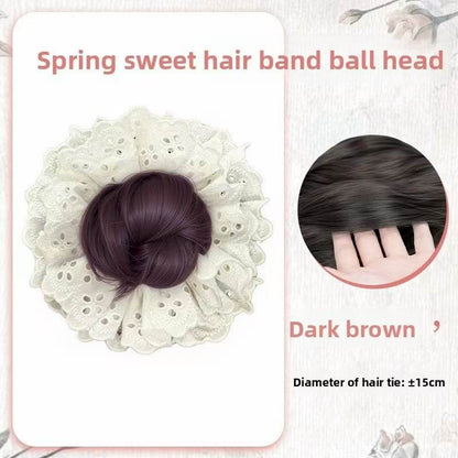 Lace-trimmed bun hair loop wig - Price Value Store