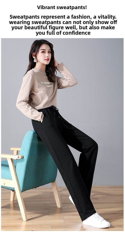 Women's High-Waisted Cotton Straight Casual Pants ? Summer Thin Elastic Trousers - Price Value Store