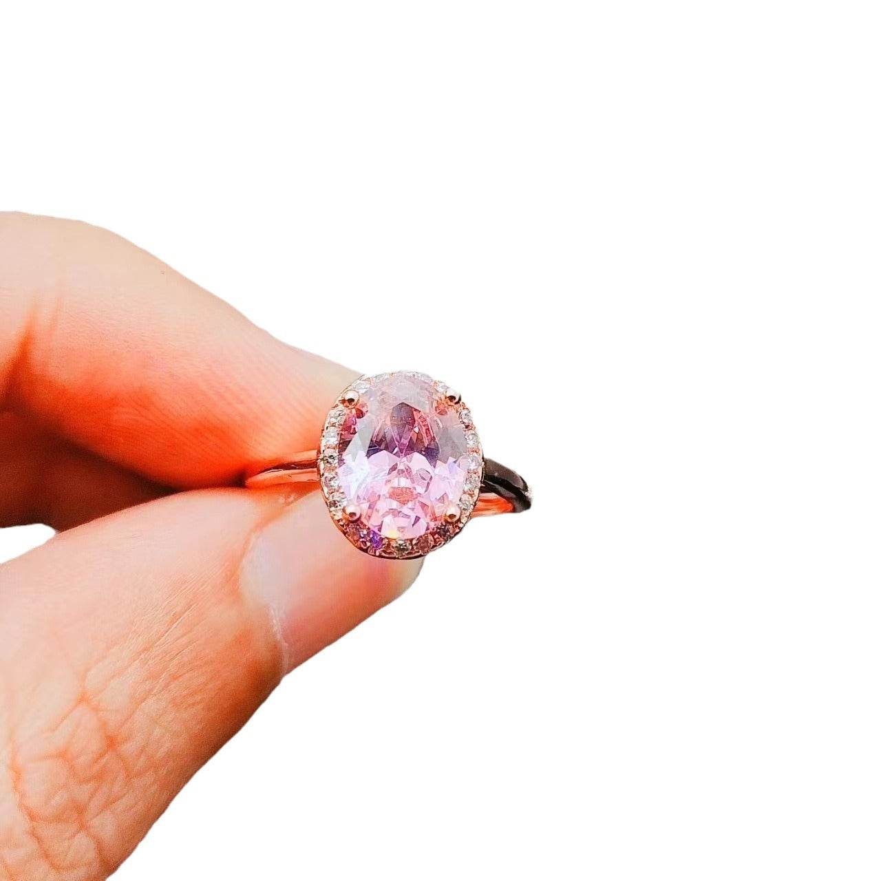 Adjustable Oval Zircon Ring in Rose Gold and Platinum - Price Value Store