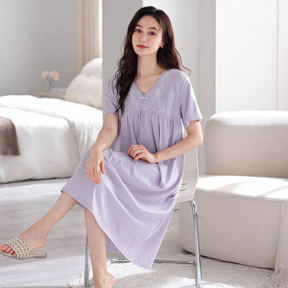 Pure cotton short-sleeved nightgown - Price Value Store