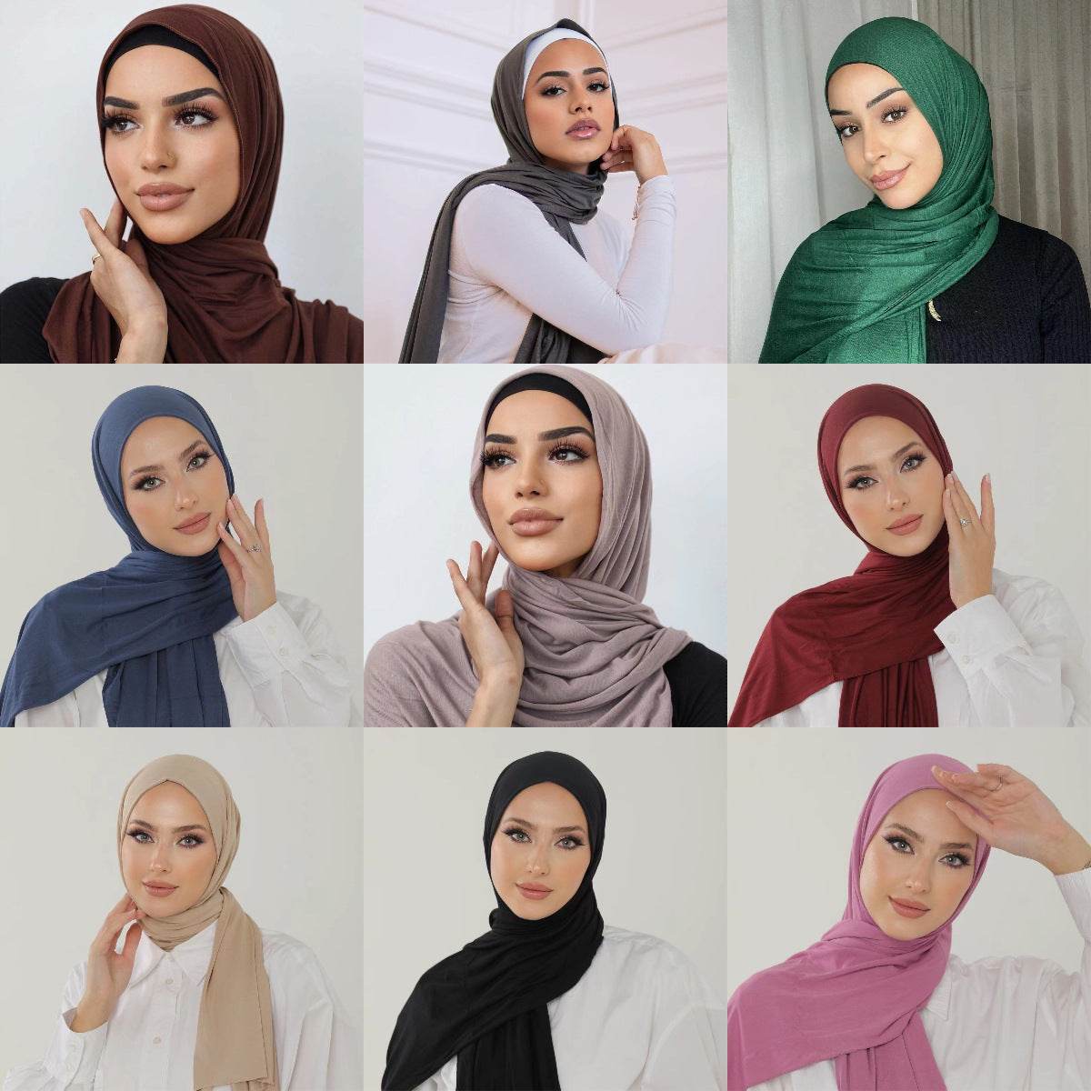 Solid-color lustrous cotton scarf for women - Price Value Store