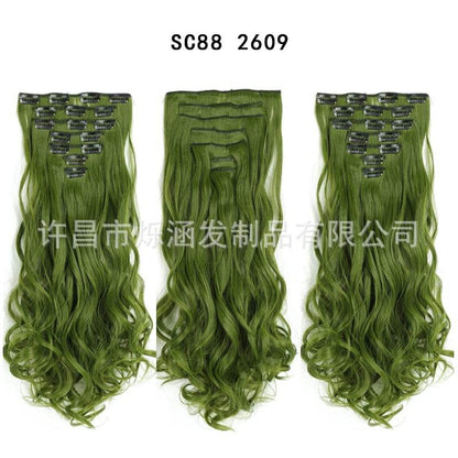 Seven Piece Wig Piece 16 Card Women Chemical Fibre High Temperature Silk Wig Long Curly Hair - Price Value Store