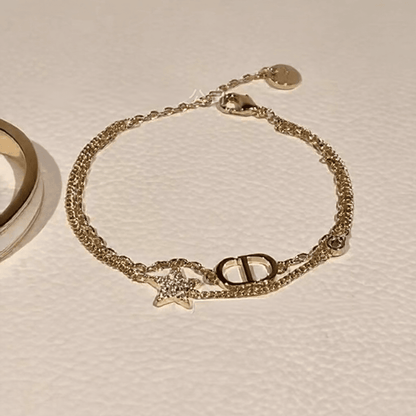 Double Layer Star and CD Letter Diamond Bracelet for Women - Price Value Store