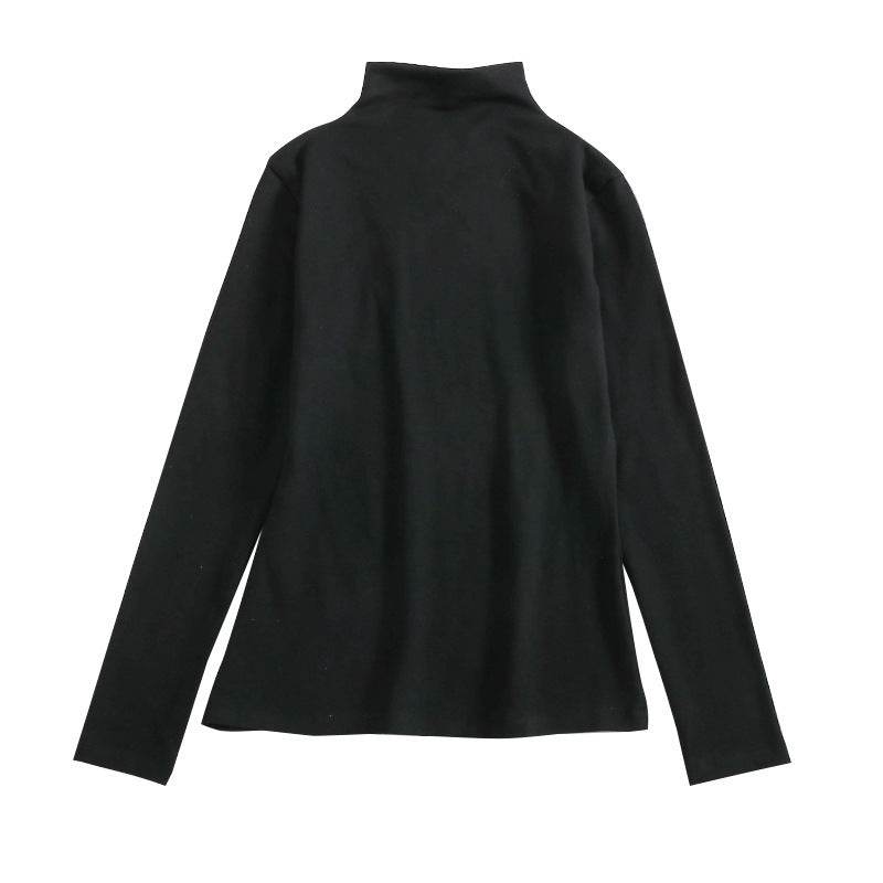 A velvet long-sleeved T-shirt as a base layer for women in solid colors - Price Value Store