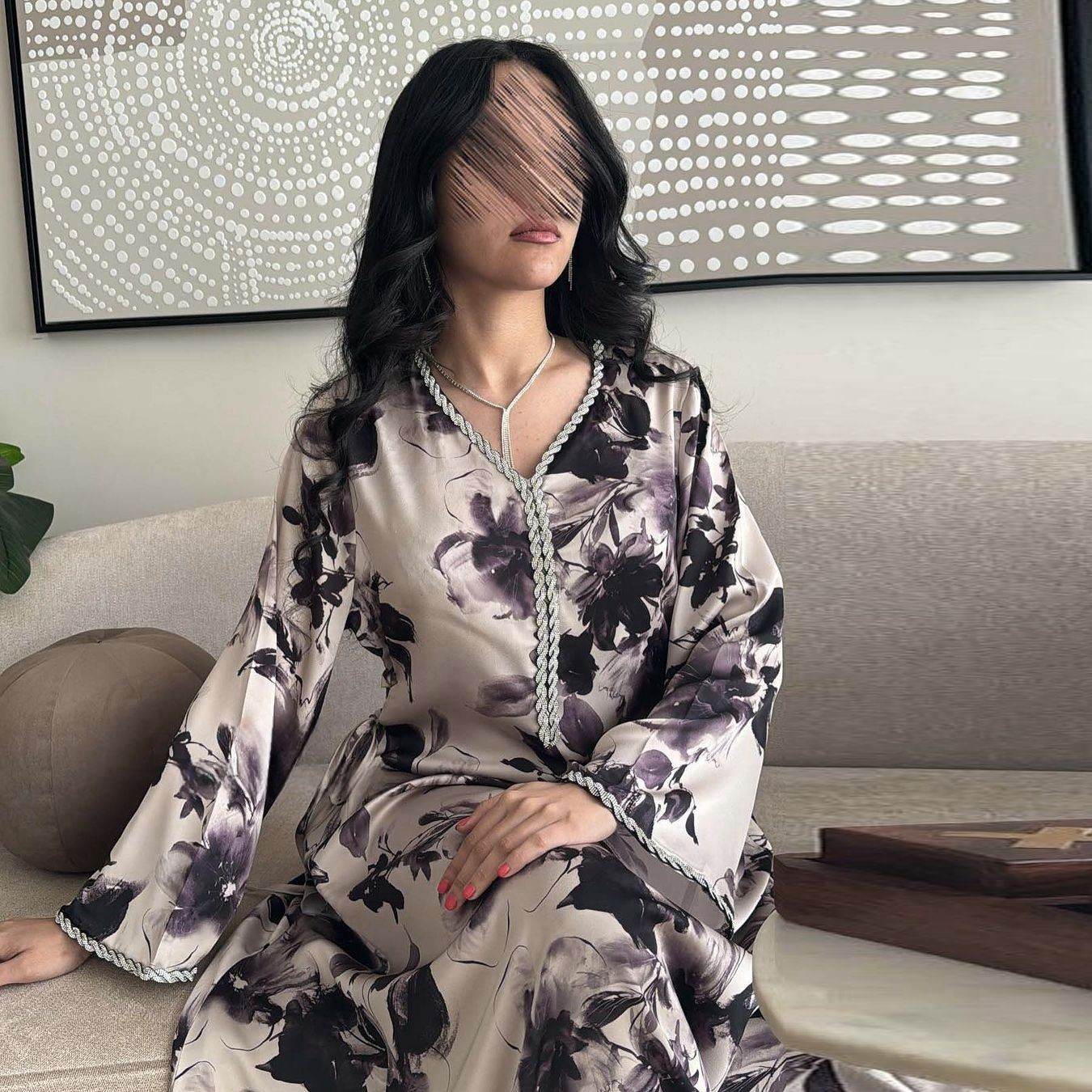 Printed diamond studded dress - Price Value Store