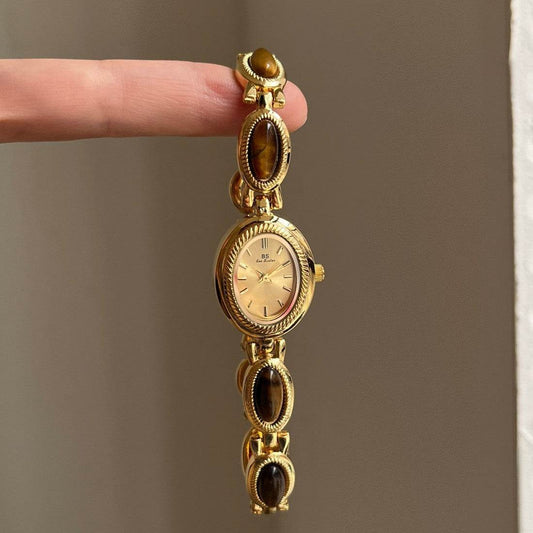 BS New Hot Selling Factory Direct Foreign Trade Small Fragrance Middle Ancient Light Luxury Pearl Bracelet Watch Elegant Women's Watch Small Gold Watch - Price Value Store