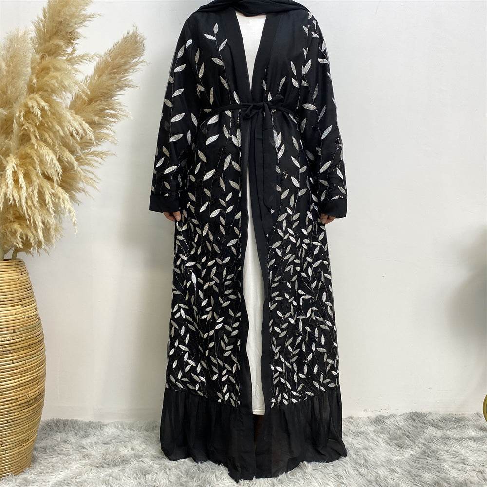 Leaf-patterned sequined robe - Price Value Store