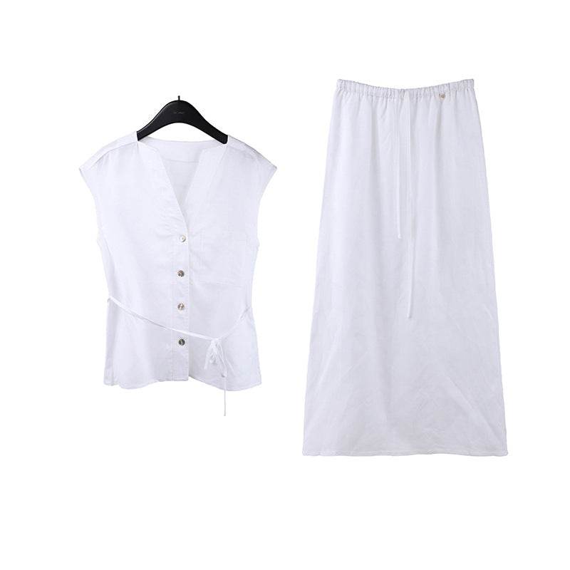 Linen Shirt & Skirt Casual Set - Price Value Store