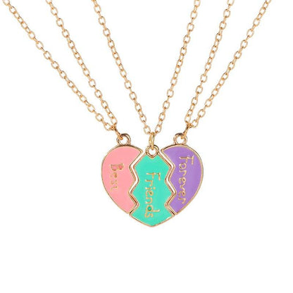 Temu cross-border European and American fashion personality best friends love stitching good friends girlfriends pendant set chain - Price Value Store