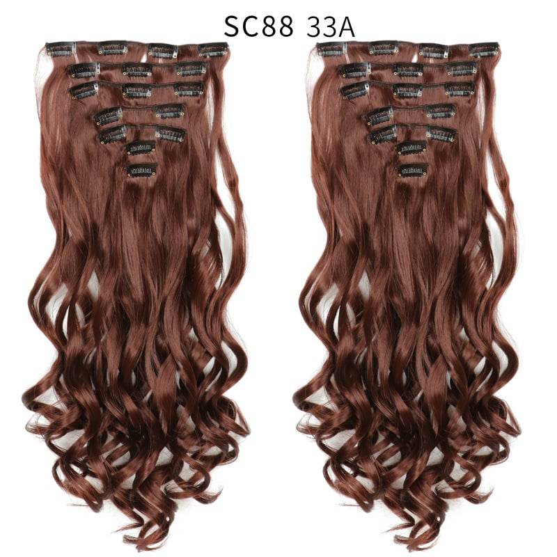 Seven Piece Wig Piece 16 Card Women Chemical Fibre High Temperature Silk Wig Long Curly Hair - Price Value Store