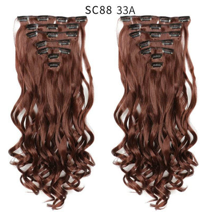 Seven Piece Wig Piece 16 Card Women Chemical Fibre High Temperature Silk Wig Long Curly Hair - Price Value Store