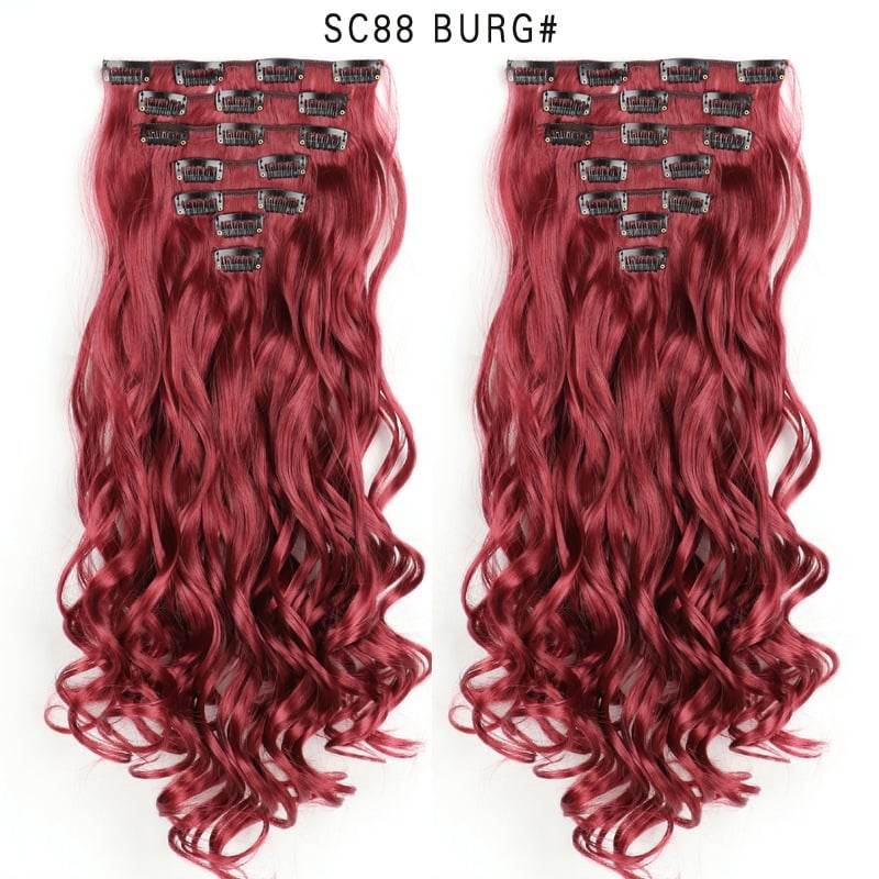 Seven Piece Wig Piece 16 Card Women Chemical Fibre High Temperature Silk Wig Long Curly Hair - Price Value Store