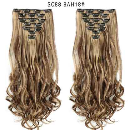 Seven Piece Wig Piece 16 Card Women Chemical Fibre High Temperature Silk Wig Long Curly Hair - Price Value Store
