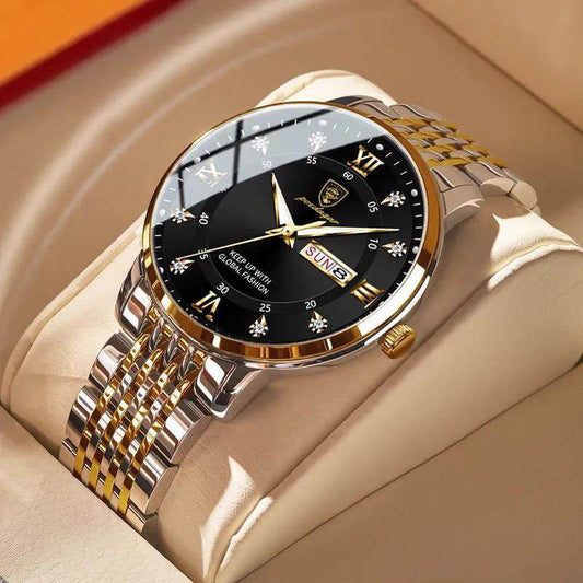 Foreign trade AliExpress explosions Swiss certification imported double calendar waterproof luminous men's watch Korean fashion - Price Value Store