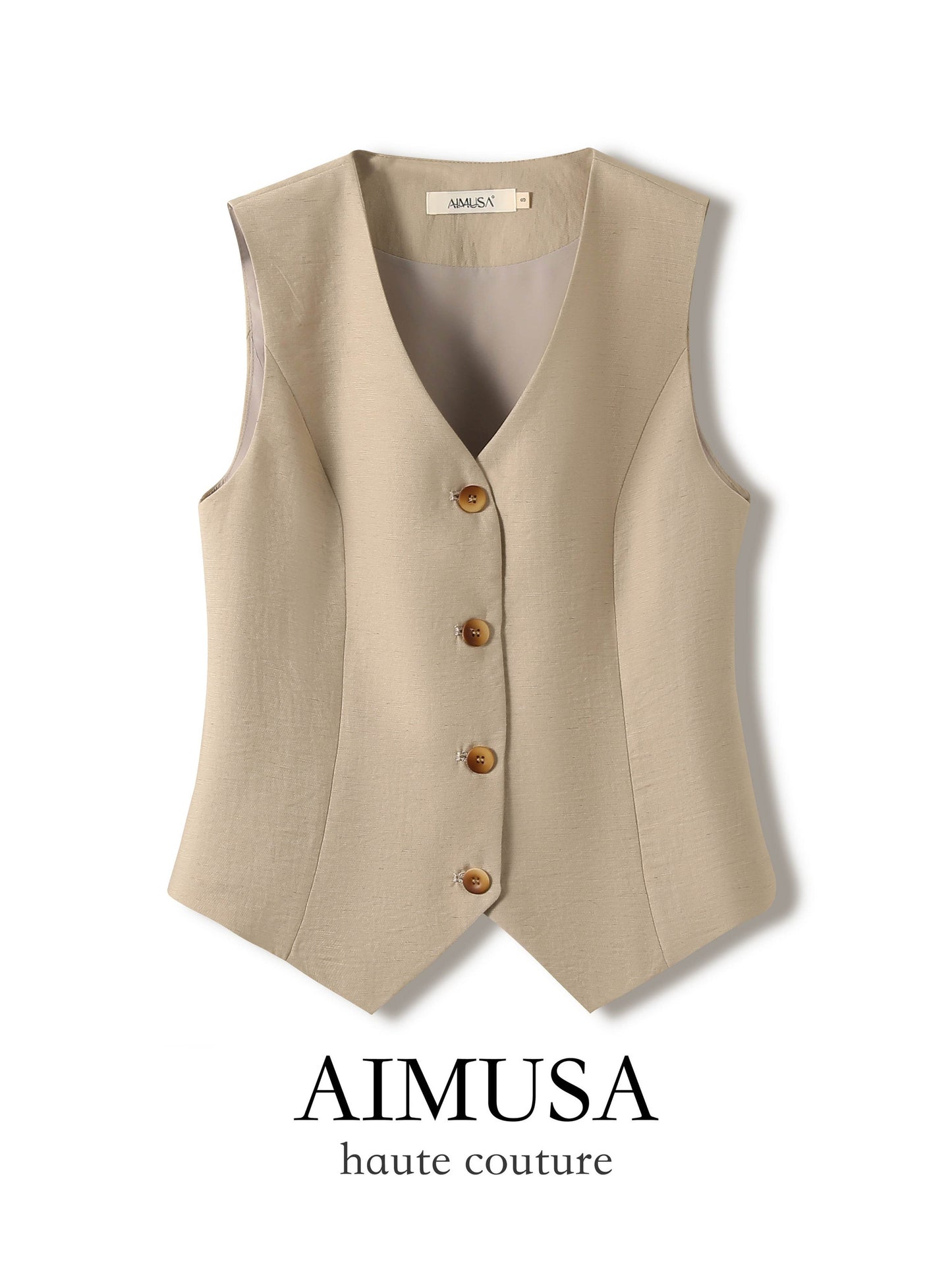 [Natural Fiber] Linen vest Vest Women's Summer 2025 Spring and Summer New arrival Elegant Sleeveless Waistcoat Vest - Price Value Store