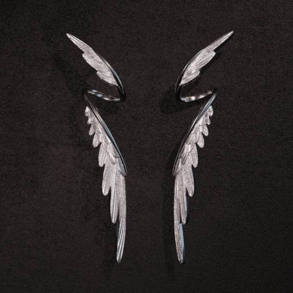 Wings Earrings Niche Design Simple Cold Style Retro High-end Fashion New Feather Earrings All-match Accessories - Price Value Store
