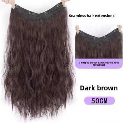 Women's V-Shaped Long Curly Invisible Hair Extension Patch