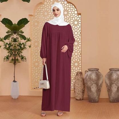 Abaya Robe Women's Long Dress Middle East Turkey Solid Color Simple Loose dress - Price Value Store