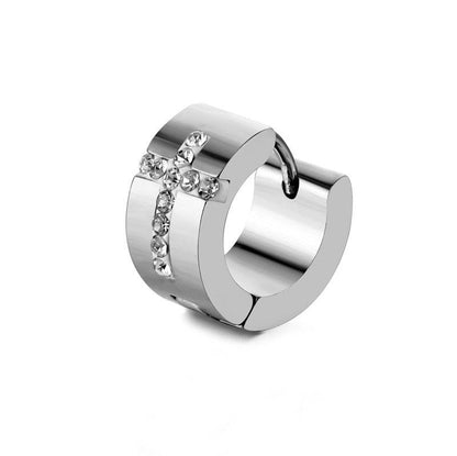 Titanium steel engraved cross stud earrings - Price Value Store