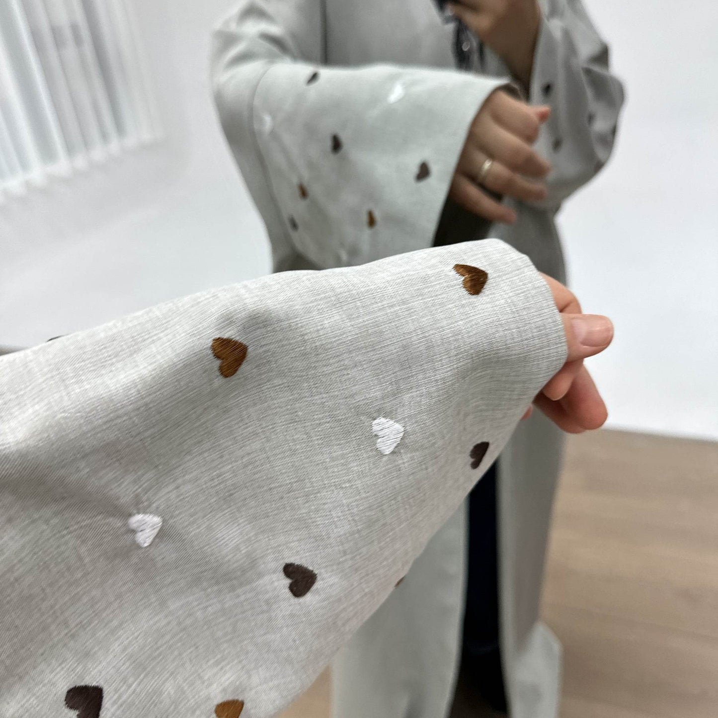 Elegant Embroidered Cardigan Robe with Heart Design - Price Value Store