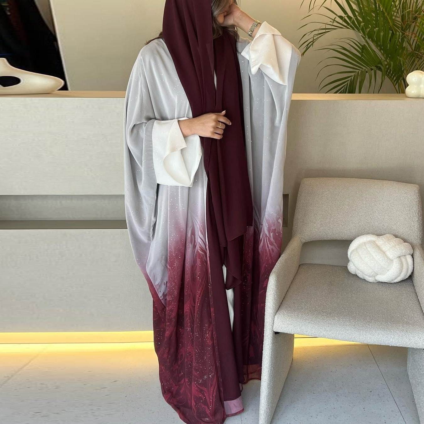Graduated color long robe cardigan - Price Value Store