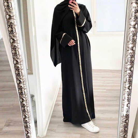 Elegant Long Sleeve Dress with Sequin Trims - Price Value Store