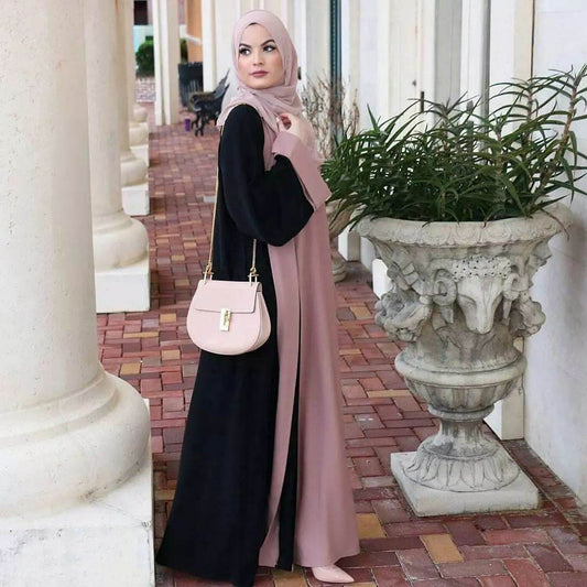 Patchwork fake two-piece cardigan dress - Price Value Store