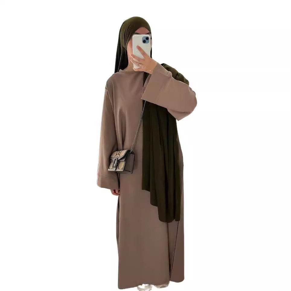 Simple solid-color long robe dress - Price Value Store