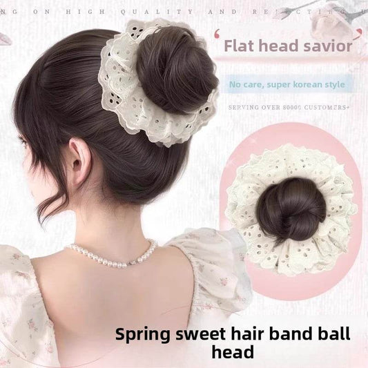 Lace-trimmed bun hair loop wig - Price Value Store