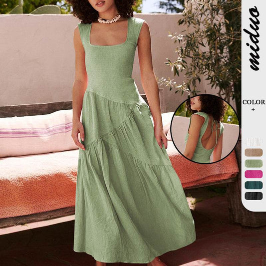 U-neck backless strapless long dress - Price Value Store
