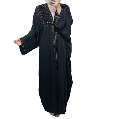 Elegant Bat Sleeve Loose Cardigan with Embroidery - Price Value Store