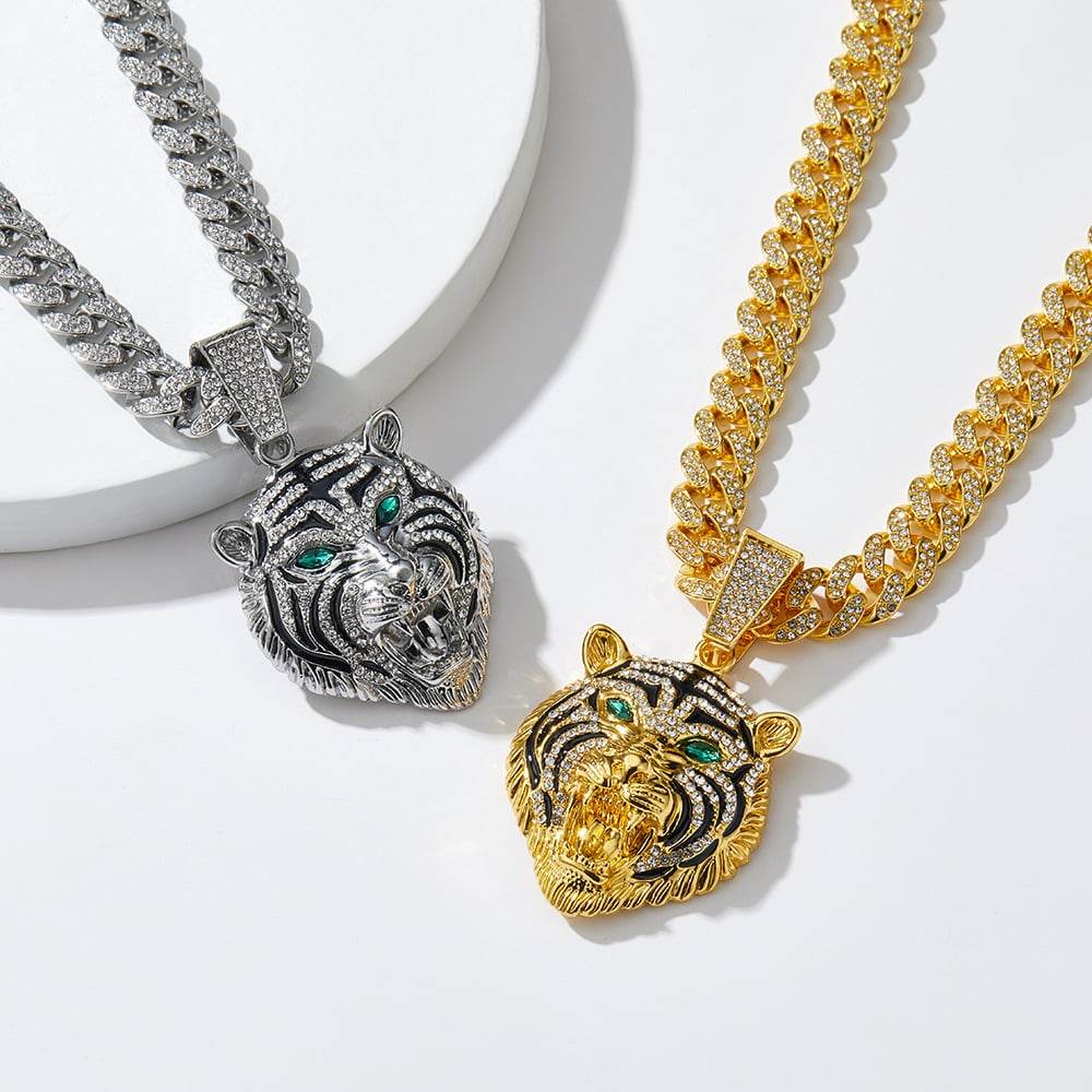 Animal Zinc Alloy Diamond Pendant Cuban Chain Necklace - Price Value Store