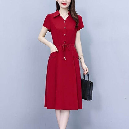 A large-sized waist-cinching and slimming dress - Price Value Store