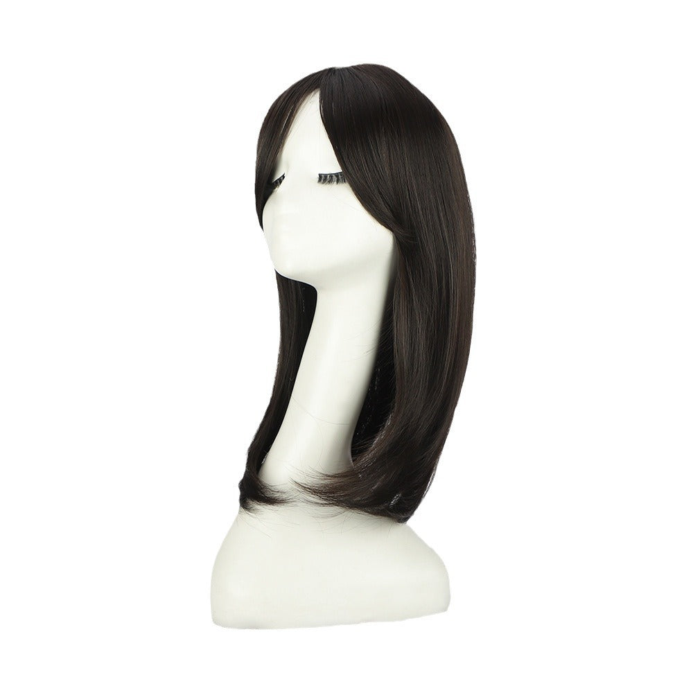 Long micro-roll layered eight-character bangs wig