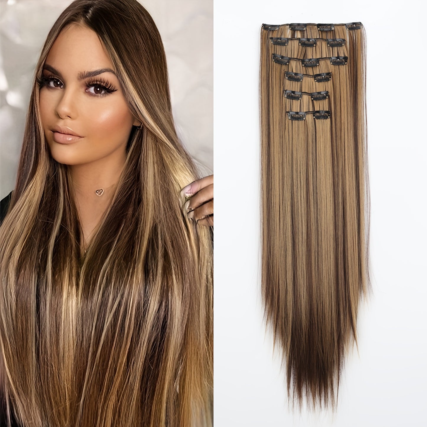 Fashion long straight hair wig piece