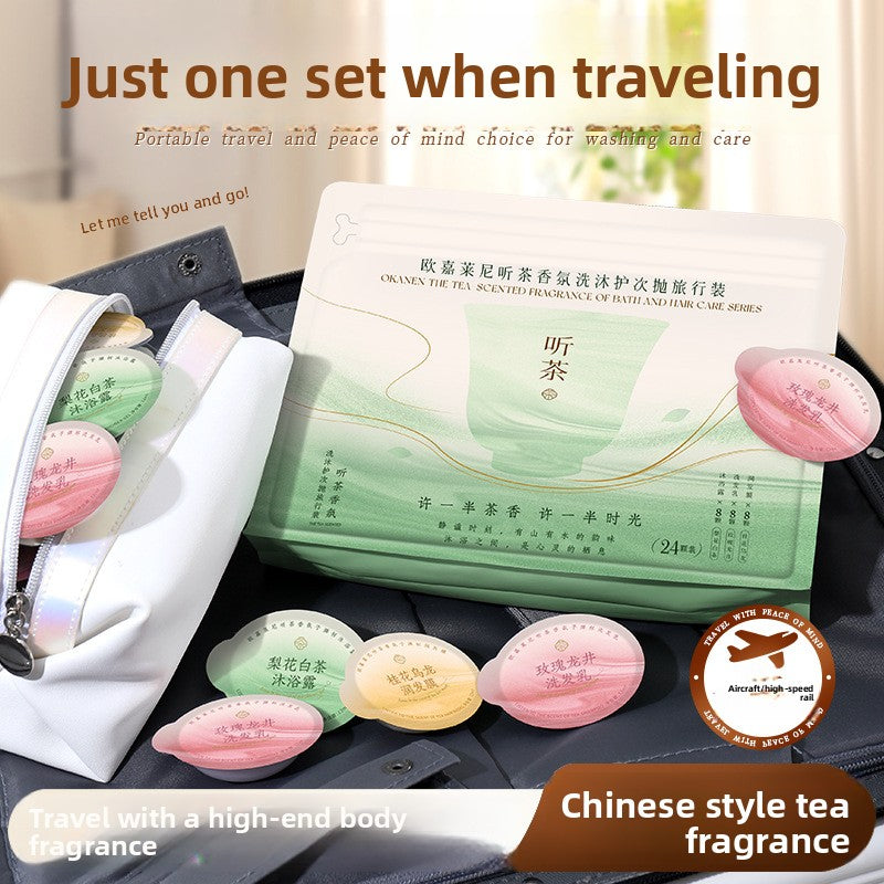 Tea fragrance bath and body care set for travel packing