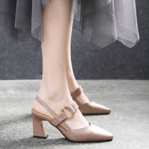 Women's Casual Square Toe Back Empty Sandals with Chunky Heel - Price Value Store
