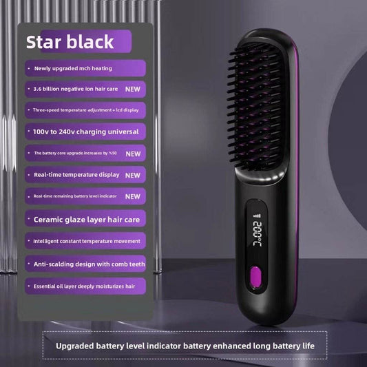 LCD display ceramic straight hair comb - Price Value Store