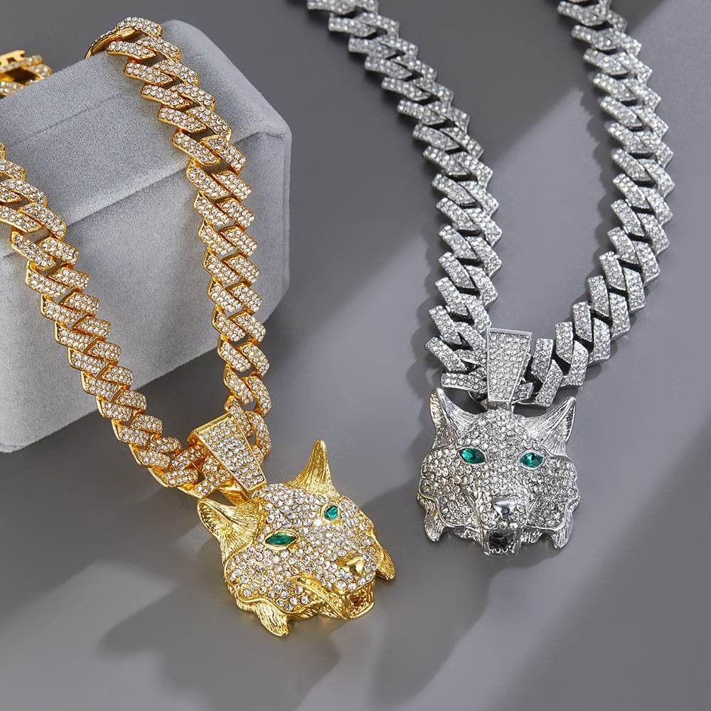 Animal Zinc Alloy Diamond Pendant Cuban Chain Necklace - Price Value Store