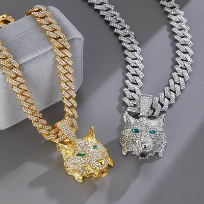 Animal Zinc Alloy Diamond Pendant Cuban Chain Necklace - Price Value Store