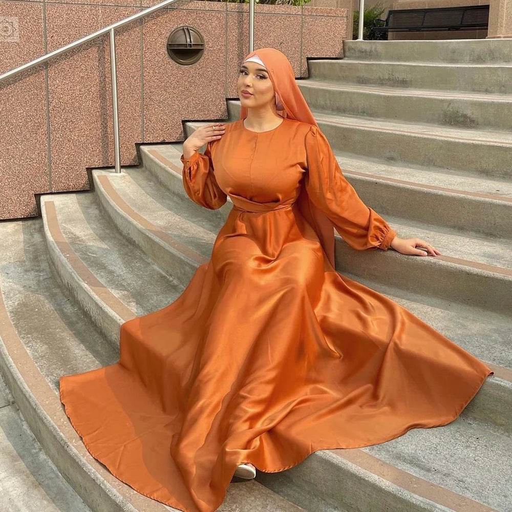 Solid-color long robe and ankle-length dress - Price Value Store