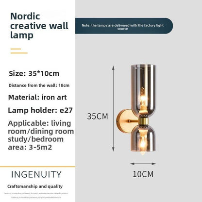 Nordic post-modern wall lamp retro wall lamp up and down lighting bedside lamp bed and breakfast hotel personalized wall lamp - Price Value Store