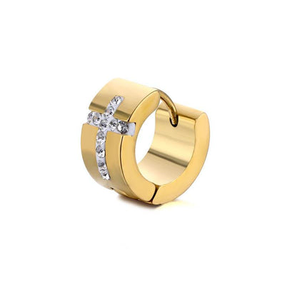 Titanium steel engraved cross stud earrings - Price Value Store