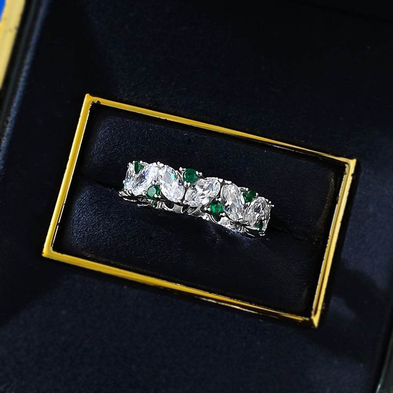 Green diamond pure silver ring - Price Value Store
